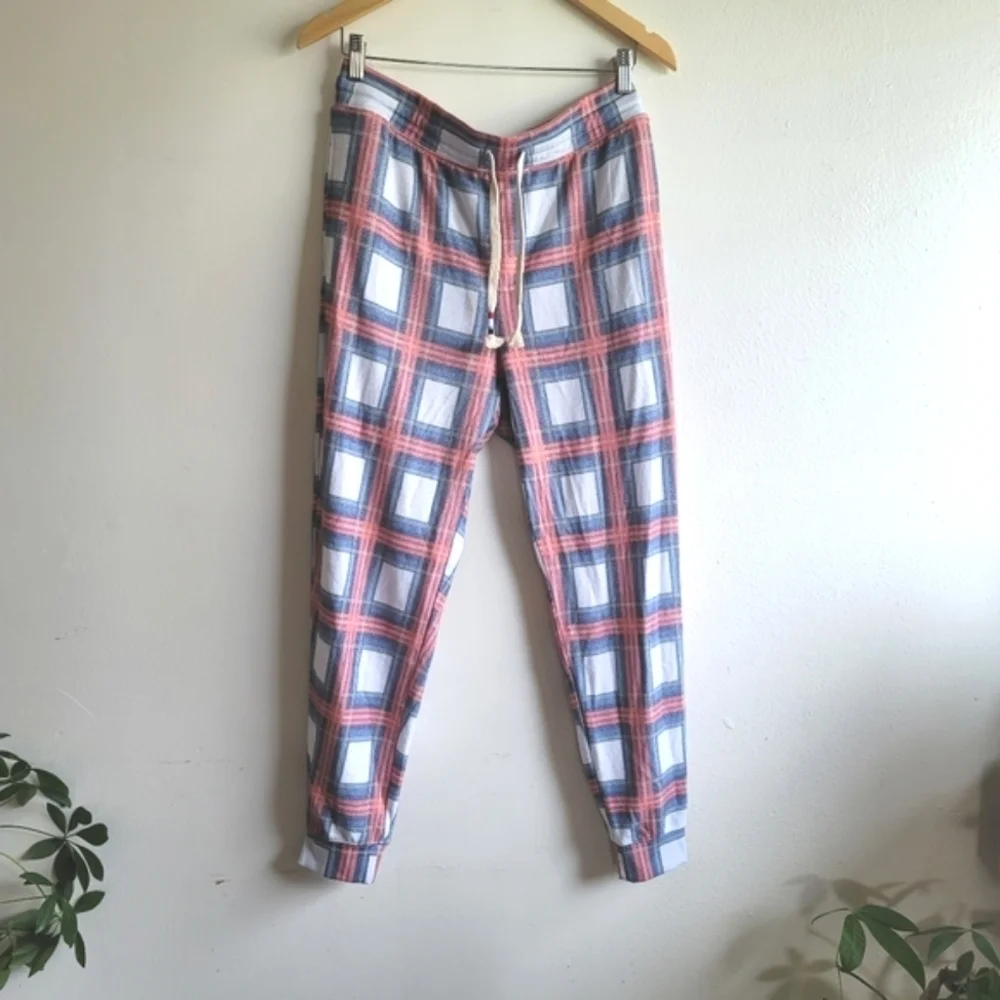 Sol Angeles, Plaid‎ Hacci Jogger, Blue/Red/White, Size Medium, NWOT